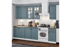 Кухня "Престиж" 2,0 м / 900 комплект №3 (белый - браш блю)