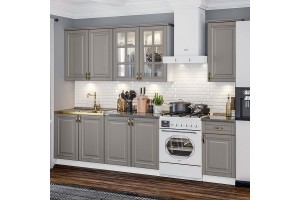 Кухня "Престиж" 2,0 м / 900 комплект №3 (белый - браш текстура грей)