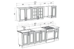 Кухня "Престиж" 2,0 м / 900 комплект №3 (белый - браш блю)
