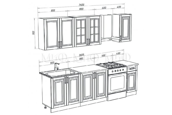 Кухня Престиж 2,0 м / 900 комплект №3 белый - браш блю
