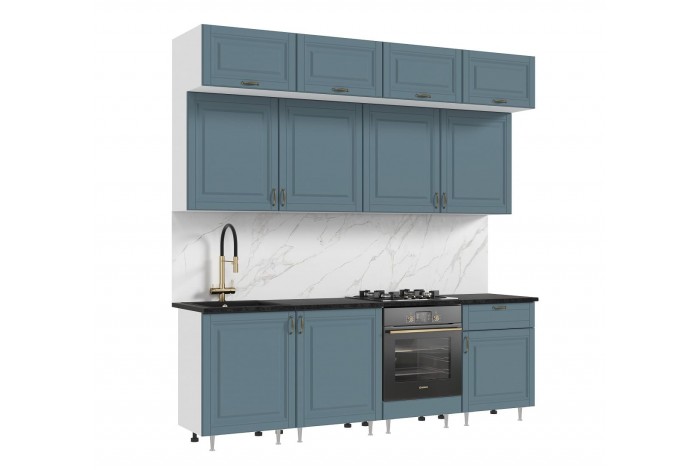 Кухня Престиж 2.4 м ВТ белый - браш блю