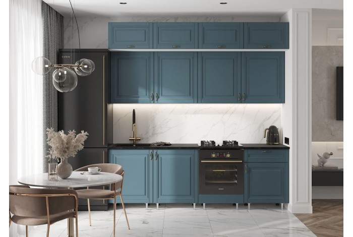 Кухня Престиж 2.4 м ВТ белый - браш блю