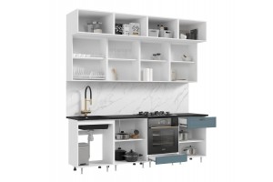 Кухня "Престиж" 2.4 м ВТ (белый - браш блю)