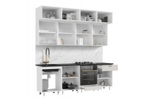 Кухня "Престиж" 2.4 м ВТ (белый - браш лайт грей)