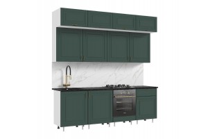 Кухня "Престиж" 2.4 м ВТ (белый - браш мени грин)