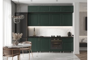 Кухня "Престиж" 2.4 м ВТ (белый - браш мени грин)