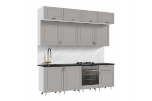 Кухня "Престиж" 2.4 м ВТ (белый - браш текстура грей)