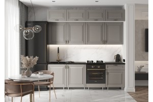 Кухня "Престиж" 2.4 м ВТ (белый - браш текстура грей)