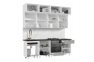 Кухня "Престиж" 2.4 м ВТ (белый - браш текстура грей)