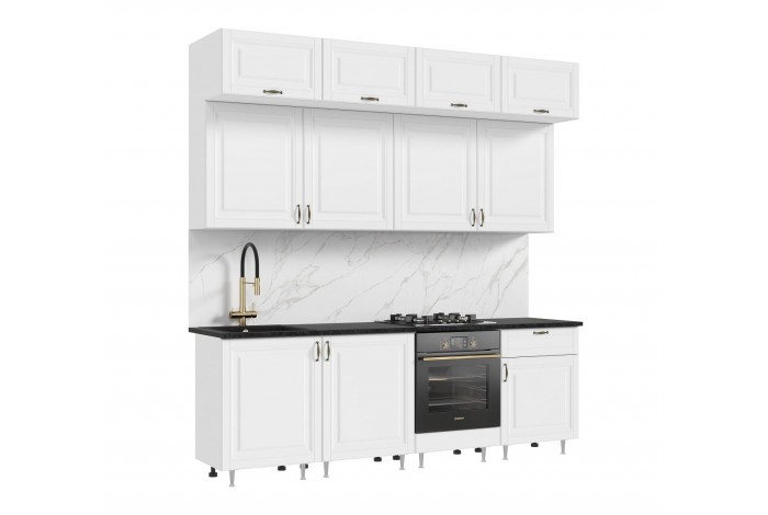Кухня Престиж 2.4 м ВТ белый - браш вайт