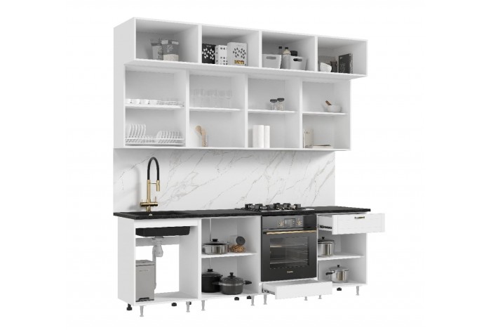 Кухня Престиж 2.4 м ВТ белый - браш вайт