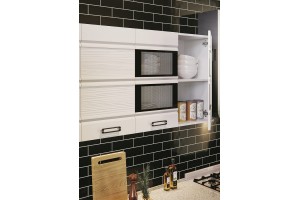 Кухня "Техно-2" 2.0 м (дерево - белый матовый)