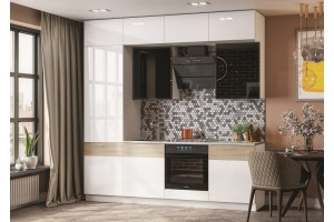 Кухня "Техно-5" 2,4 м (дуб сонома - белый глянец)