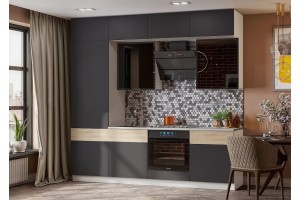 Кухня "Техно-5" 2,4 м (графит - дуб сонома)