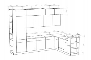 Кухня угловая "Техно-5" 2,24х3,2 м ВТ (дуб сонома - белый глянец)