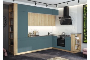 Кухня угловая "Техно-5" 2,24х3,2 м ВТ (дуб сонома - браш блю)