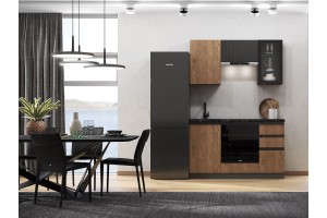 Кухня "Техно-6" 1,5 м ВТ (графит - экзотическое дерево амазония)