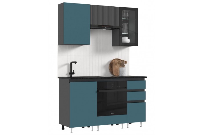 Кухня Техно-6 1,5 м ВТ графит - атлантик софт