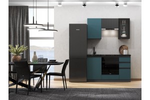 Кухня "Техно-6" 1,5 м ВТ (графит - атлантик софт)