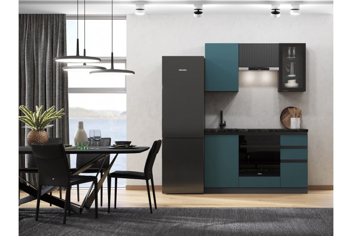 Кухня Техно-6 1,5 м ВТ графит - атлантик софт