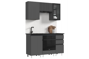 Кухня "Техно-6" 1,5 м ВТ (графит - графит софт)