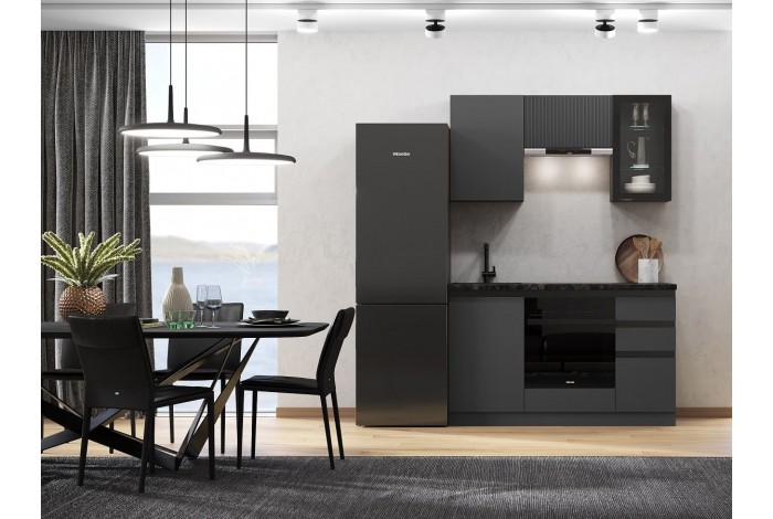 Кухня Техно-6 1,5 м ВТ графит - графит софт