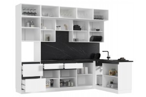 Кухня угловая "Техно-6" 1,8х3,0 м ВТ (белый - браш вайт)