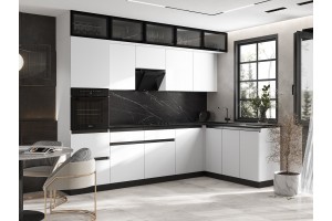 Кухня угловая "Техно-6" 1,8х3,0 м ВТ (белый - браш вайт)