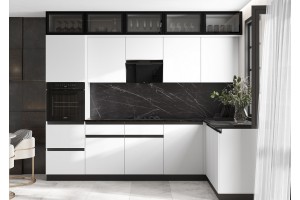 Кухня угловая "Техно-6" 1,8х3,0 м ВТ (белый - браш вайт)