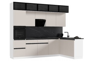 Кухня угловая "Техно-6" 1,8х3,0 м ВТ (белый - кашемир)