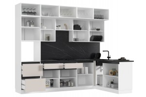 Кухня угловая "Техно-6" 1,8х3,0 м ВТ (белый - кашемир)