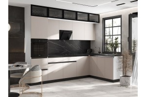 Кухня угловая "Техно-6" 1,8х3,0 м ВТ (белый - кашемир)