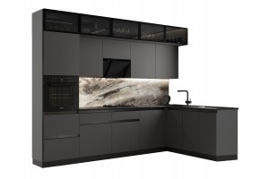 Кухня угловая "Техно-6" 1,8х3,0 м ВТ (графит - графит софт)