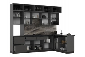 Кухня угловая "Техно-6" 1,8х3,0 м ВТ (графит - графит софт)