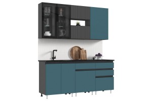 Кухня "Техно-6" 2.0 м ВТ (графит - атлантик софт)