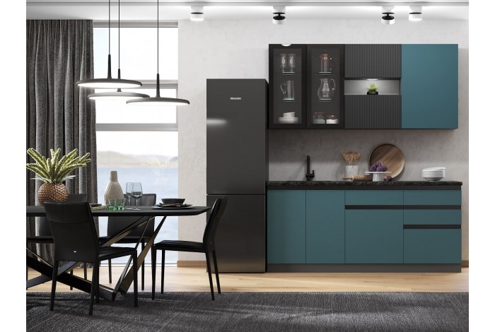 Кухня Техно-6 2.0 м ВТ графит - атлантик софт