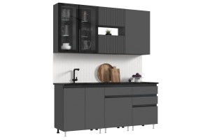 Кухня "Техно-6" 2.0 м ВТ (графит - графит софт)