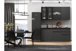 Кухня "Техно-6" 2.0 м ВТ (графит - графит софт)