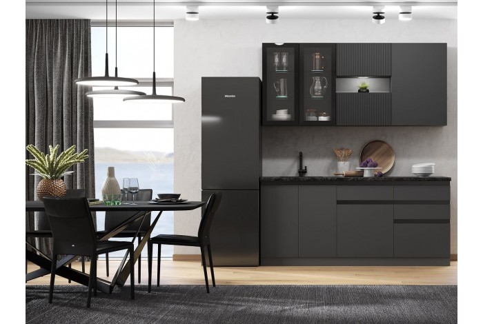 Кухня Техно-6 2.0 м ВТ графит - графит софт