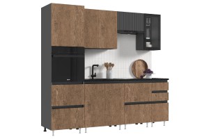 Кухня "Техно-6" 2.4 м ВТ (графит - экзотическое дерево амазония)