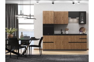 Кухня "Техно-6" 2.4 м ВТ (графит - экзотическое дерево амазония)