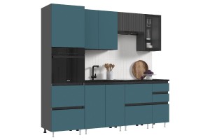 Кухня "Техно-6" 2.4 м ВТ (графит - атлантик софт)