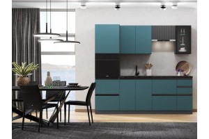 Кухня "Техно-6" 2.4 м ВТ (графит - атлантик софт)