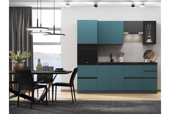 Кухня Техно-6 ВТ 2.4 м графит - атлантик софт