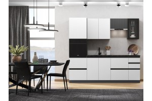 Кухня "Техно-6" 2.4 м ВТ (графит - белый снег софт)