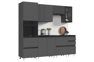 Кухня "Техно-6" 2.4 м ВТ (графит - графит софт)