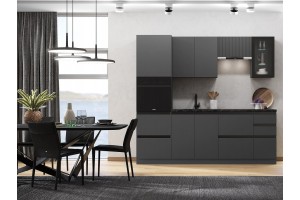 Кухня "Техно-6" 2.4 м ВТ (графит - графит софт)