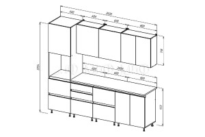 Кухня "Техно-6" 2.6 м ВТ (графит - экзотическое дерево амазония)