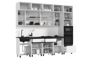 Кухня "Техно-6" 3,0 м1080 ВТ Белый - Белый снег Софт - Прайм орех