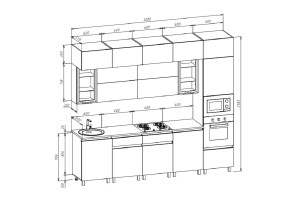 Кухня "Техно-6" 3,0 м1080 ВТ Белый - Белый снег Софт - Прайм орех